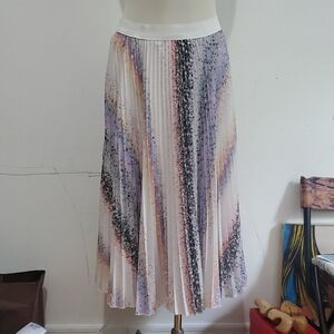 Elgant Multi Colored Pleated Midi Skirt